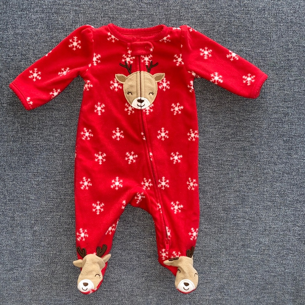 Carter’s reindeer fleece footies various sizes